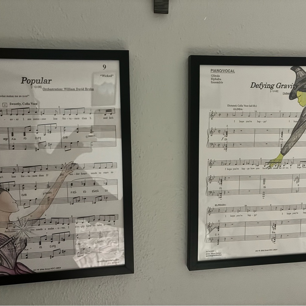 Framed Wicked Musical Sheet Art Set